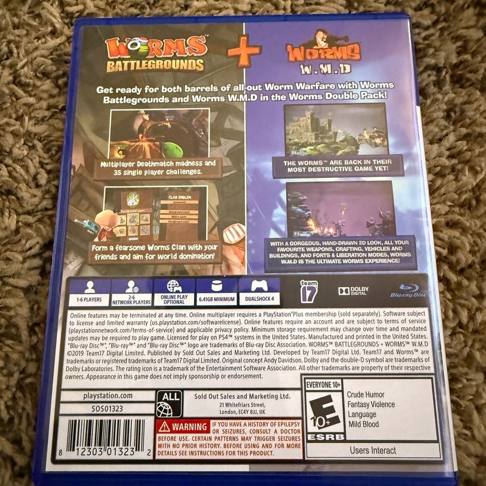 PS4 worms wmd & battlegrounds combo game PlayStation team17 fun disk set case - Picture 2 of 2